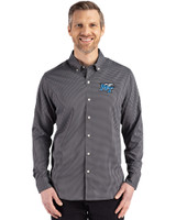 Middle Tennessee Blue Raiders Cutter & Buck Skyline Epic Confidence Recycled Gingham Mens Long Sleeve Dress Shirt Black/Elemental Grey Front