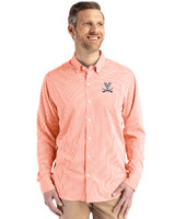 Virginia Cavaliers Cutter & Buck Skyline Epic Confidence Recycled Gingham Mens Long Sleeve Dress Shirt College Orange/White Front