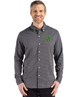 Oregon Ducks- Cutter & Buck Skyline Epic Confidence Recycled Gingham Mens Long Sleeve Dress Shirt Black/Elemental Grey Front