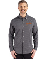 Idaho State Bengals College Vault Cutter & Buck Skyline Epic Confidence Recycled Gingham Mens Long Sleeve Dress Shirt Black/Elemental Grey Front