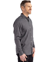 Ohio State Buckeyes Alumni- Cutter & Buck Skyline Epic Confidence Recycled Gingham Mens Long Sleeve Dress Shirt Black/Elemental Grey Side