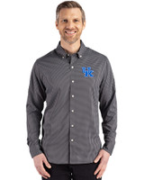 Kentucky Wildcats Cutter & Buck Skyline Epic Confidence Recycled Gingham Mens Long Sleeve Dress Shirt Black/Elemental Grey Front