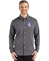 Saint Louis Billikens Cutter & Buck Skyline Epic Confidence Recycled Gingham Mens Long Sleeve Dress Shirt Black/Elemental Grey Front