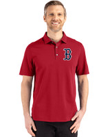 Boston Red Sox Cutter & Buck Advantage Refresh Epic Confidence Recycled Mens Big & Tall Tri-Blend Pique Polo Cardinal Red Front