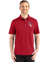 Chicago White Sox Stars & Stripes Cutter & Buck Advantage Refresh Epic Confidence Recycled Mens Big & Tall Tri-Blend Pique Polo Cardinal Red Front