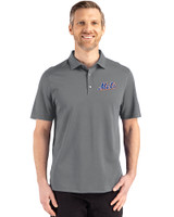 New York Mets Cooperstown Cutter & Buck Advantage Refresh Epic Confidence Recycled Mens Big & Tall Tri-Blend Pique Polo Elemental Grey Front