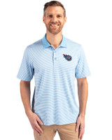 Tennessee Titans Cutter & Buck Forge Tonal Stripe Stretch Mens Polo Atlas Light Blue Front
