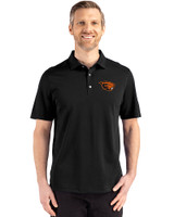 Oregon State Beavers Cutter & Buck Advantage Refresh Epic Confidence Recycled Mens Big & Tall Tri-Blend Pique Polo Black Front