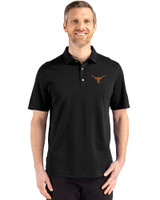 Texas Longhorns Cutter & Buck Advantage Refresh Epic Confidence Recycled Mens Big & Tall Tri-Blend Pique Polo Black Front