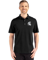 Michigan State Spartans Cutter & Buck Advantage Refresh Recycled Cotton-Blend Pique Mens Big & Tall Polo Black Front
