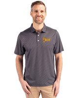 Arizona State Sun Devils Cutter & Buck Pike Eco Symmetry Print Stretch Recycled Mens Big & Tall Polo Black/White Front