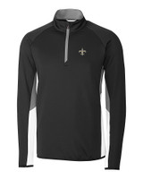 New Orleans Saints Cutter & Buck Traverse Colorblock Stretch Quarter Zip Mens Pullover Black Mannequin