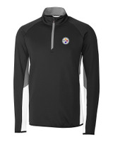 Pittsburgh Steelers Cutter & Buck Traverse Colorblock Stretch Quarter Zip Mens Pullover Black Mannequin