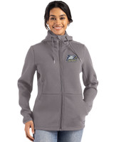 Georgia Southern Eagles Cutter & Buck Roam Epic Versatility Recycled Womens Full Zip Hooded Jacket Elemental Grey Front