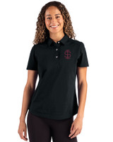 Southern Illinois Salukis College Vault Cutter & Buck Advantage Refresh Epic Confidence Recycled Womens Tri-Blend Pique Polo Black Front