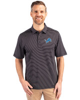 Detroit Lions Cutter & Buck Forge Pencil Stripe Stretch Mens Polo Black Front