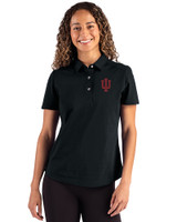 Indiana Hoosiers Cutter & Buck Advantage Refresh Epic Confidence Recycled Womens Tri-Blend Pique Polo Black Front