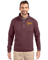 Arizona State Sun Devils Cutter & Buck Mainsail Sweater-Knit Mens Half Zip Pullover Jacket Bordeaux Heather Front