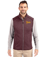 Arizona State Sun Devils Cutter & Buck Mainsail Sweater-Knit Mens Full Zip Vest Bordeaux Heather Front