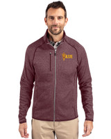 Arizona State Sun Devils Cutter & Buck Mainsail Sweater-Knit Mens Full Zip Jacket Bordeaux Heather Front