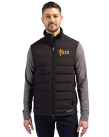Arizona State Sun Devils Cutter & Buck Evoke Recycled Honeycomb Fleece Mens Hybrid Full Zip Vest Black Front