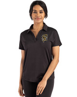 Grambling Tigers College Vault Cutter & Buck Coastline Epic Comfort Recycled Womens Dolman Polo Black Front