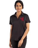 Western Kentucky Hilltoppers College Vault Cutter & Buck Coastline Recycled Double Peached Womens Dolman Polo Black Front