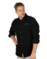 Carolina Panthers Cutter & Buck Coastal Shirt Jacket Black Front