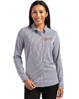 Idaho State Bengals College Vault Cutter & Buck Skyline Epic Confidence Recycled Gingham Womens Long Sleeve Dress Shirt  Black/White Front