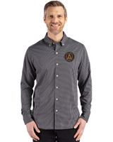 Atlanta United FC - Cutter & Buck Skyline Epic Confidence Recycled Gingham Mens Big & Tall Long Sleeve Dress Shirt Black/Elemental Grey Front