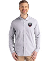 D.C. United Cutter & Buck Skyline Epic Confidence Recycled Pinstripe Mens Big & Tall Long Sleeve Dress Shirt Elemental Grey/White Front