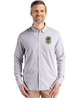 Nashville SC Cutter & Buck Skyline Epic Confidence Recycled Pinstripe Mens Big & Tall Long Sleeve Dress Shirt Elemental Grey/White Front