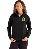 Nashville SC Cutter & Buck Roam Recycled Buttery-Soft Knit Womens Quarter Zip Pullover Black Front