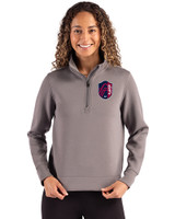 St. Louis City SC Cutter & Buck Roam Epic Versatility Recycled Womens Quarter Zip Pullover Elemental Grey Front