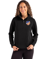 FC Cincinnati Cutter & Buck Roam Epic Versatility Recycled Womens Quarter Zip Pullover Black Front