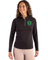 Seattle Sounders FC Cutter & Buck Coastline Epic Comfort Recycled Women’s Quarter Zip Black Front
