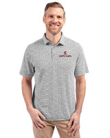 Santa Clara Broncos Cutter & Buck Virtue Recycled Botanical Print Featherlight Pique Mens  Polo Black Front