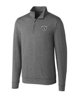 Las Vegas Raiders Cutter & Buck Shoreline Heathered Quarter Zip Mens Pullover Charcoal Heather Mannequin