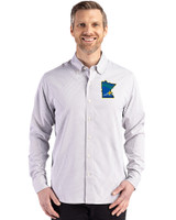 Minnesota Twins City Connect Cutter & Buck Skyline Epic Confidence Recycled Gingham Mens Big & Tall Long Sleeve Dress Shirt Concrete/White Front