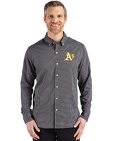 Athletics Cutter & Buck Skyline Epic Confidence Recycled Gingham Mens Big & Tall Long Sleeve Dress Shirt Black/Elemental Grey Front