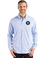 Houston Astro Mono Cutter & Buck Skyline Epic Confidence Recycled Gingham Mens Big & Tall Long Sleeve Dress Shirt Atlas/White Front