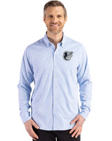 Baltimore Orioles Mono Cutter & Buck Skyline Epic Confidence Recycled Gingham Mens Big & Tall Long Sleeve Dress Shirt Atlas/White Front