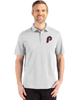 Philadelphia Phillies Cooperstown Cutter & Buck Advantage Refresh Epic Confidence Recycled Mens Tri-Blend Pique Polo CONCRETE Front