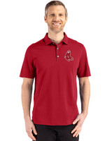 Boston Red Sox Cooperstown Cutter & Buck Advantage Refresh Epic Confidence Recycled Mens Tri-Blend Pique Polo Cardinal Red Front