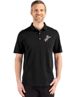 Cincinnati Reds Cooperstown Cutter & Buck Advantage Refresh Epic Confidence Recycled Mens Tri-Blend Pique Polo Black Front
