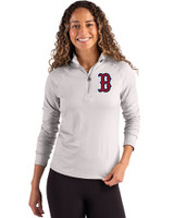 Boston Red Sox Cutter & Buck Coastline Epic Comfort Recycled Women’s Quarter Zip CONCRETE Front