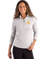 Seattle Mariners Cooperstown Cutter & Buck Coastline Epic Comfort Recycled Women’s Quarter Zip CONCRETE Front