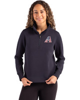 Arizona Diamondbacks Stars & Stripes Cutter & Buck Roam Epic Versatility Recycled Womens Quarter Zip Pullover Navy Blue Front