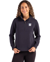Houston Astros Stars & Stripes Cutter & Buck Roam Epic Versatility Recycled Womens Quarter Zip Pullover Navy Blue Front