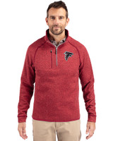 Atlanta Falcons Cutter & Buck Mainsail Sweater-Knit Mens Half Zip Pullover Jacket Cardinal Red Heather Front